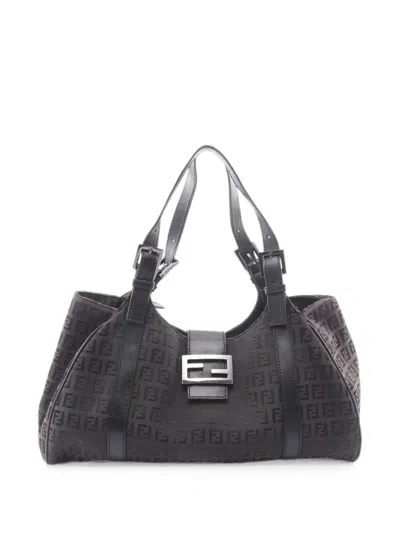 Pre-owned Fendi 2000s Zucchino-canvas Tote Bag In Brown