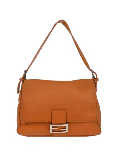 Pre-owned Fendi 2002 Mamma Baguette Selleria Tote Bag In Orange