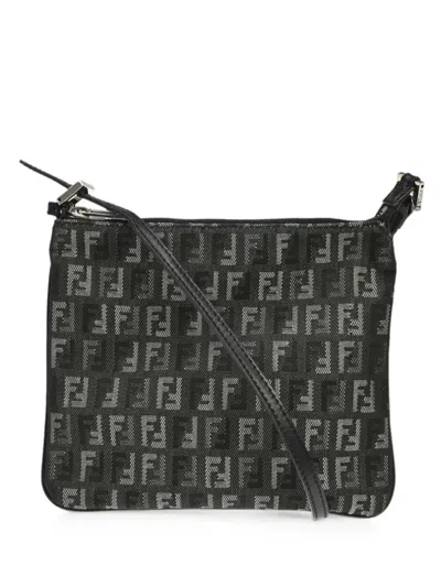 Pre-owned Fendi 2003 Zucchino Cross Body Bag In Black