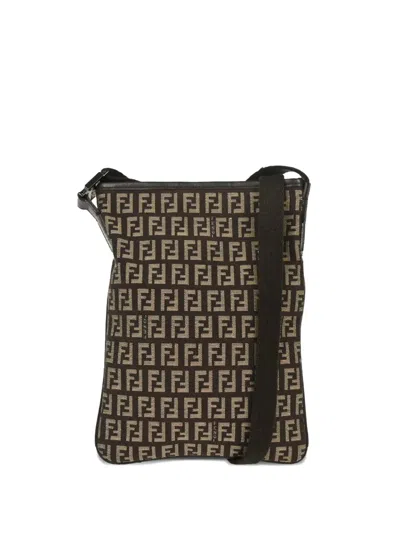 Pre-owned Fendi 2004 Zucchino Shoulder Bag In Brown