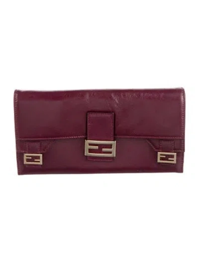 Pre-owned Fendi 2005 Leather Wallet In Purple
