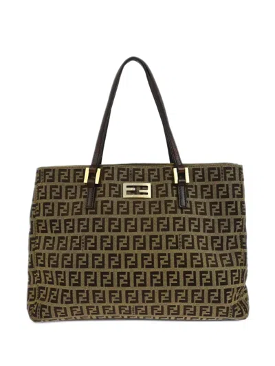 Pre-owned Fendi 2005 Zucchino Canvas Tote Handbag In Neutral