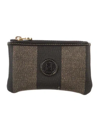Pre-owned Fendi 2006 Pequin Pattern Wallet W/ Tags In Brown