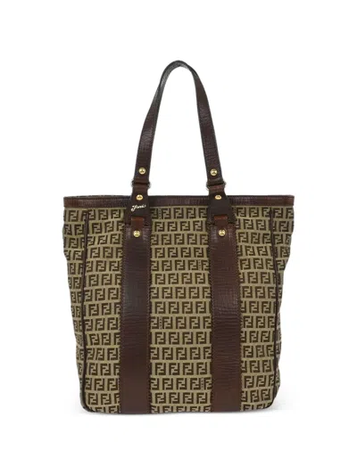 Pre-owned Fendi 2006 Zucchino Canvas Tote Bag In Neutral