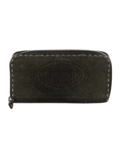 Pre-owned Fendi 2007 Selleria Continental Wallet In Gray