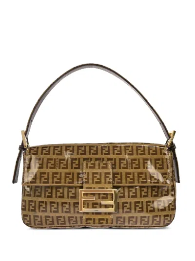 Pre-owned Fendi 2008 Baguette Zucchino Monogram Pattern Handbag In Neutral