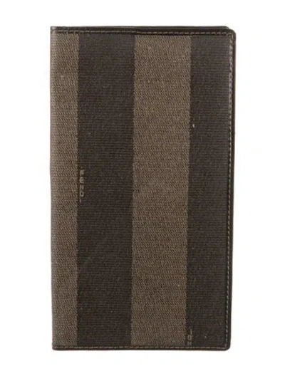 Pre-owned Fendi 2008 Pequin Pattern Bifold Wallet In Brown
