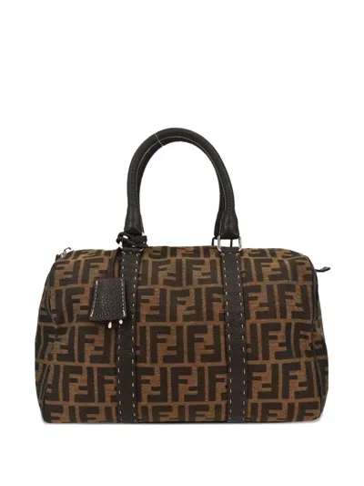 Pre-owned Fendi 2008 Zucca Canvas Duffle Bag In Brown