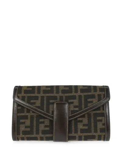 Pre-owned Fendi 2008 Zucca Wallet In Brown