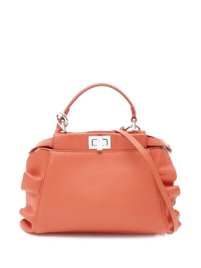 Pre-owned Fendi 2009-2024 Mini Bicolor Nappa Waves Peekaboo Iconic Satchel
