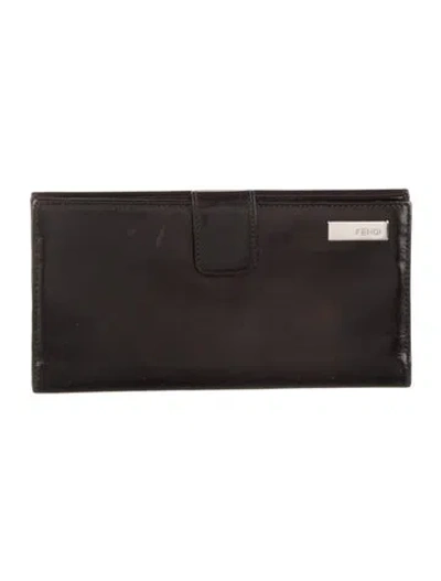 Pre-owned Fendi 2009 Leather Continental Wallet In Black
