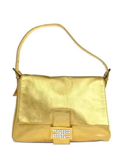 Pre-owned Fendi 2009 Mamma Baguette Shoulder Bag In Gold