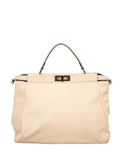 Pre-owned Fendi 2009 Peekaboo Tote Bag In Neutral