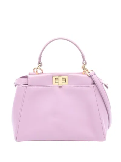 Pre-owned Fendi 2009-2015 Mini Leather Peekaboo Iconic Satchel In Pink