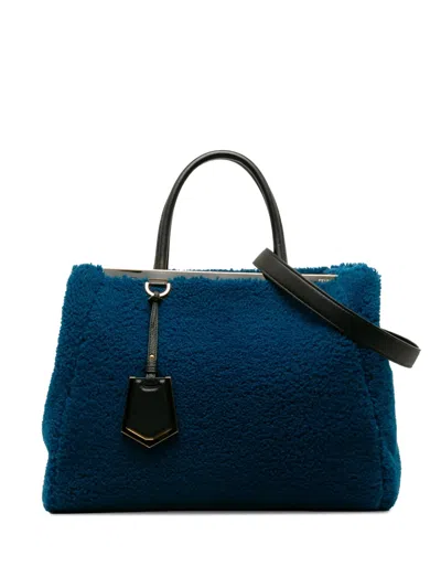 Pre-owned Fendi 2010-2017 Medium Shearling 2jours Satchel In Blue