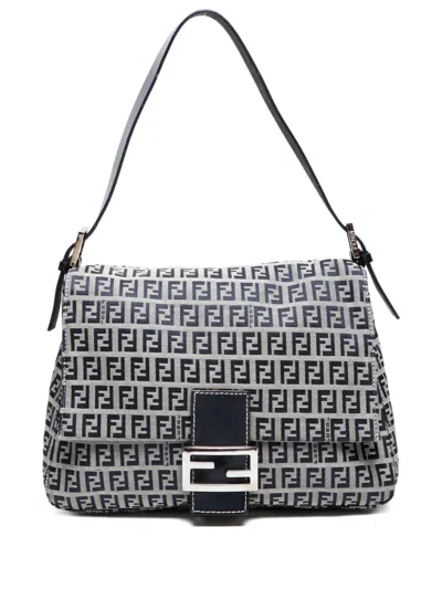 Pre-owned Fendi 2010-2020 Zucchino Mamma Baguette Handbag In Blue