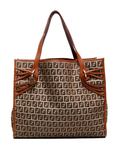 Pre-owned Fendi 2010-2020 Zucchino Tote Bag In Brown