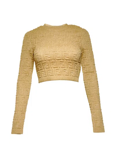 Pre-owned Fendi 2010-2020s Crew-neck Sweater In Gold