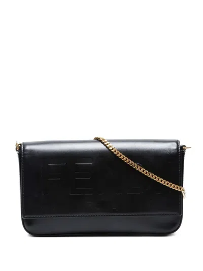 Pre-owned Fendi 2010-2020s Logo-debossed Shoulder Bag In Black