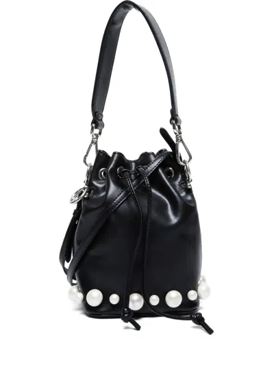 Pre-owned Fendi 2010-2020s Montresor Pearl-embellished Bucket Bag In Black