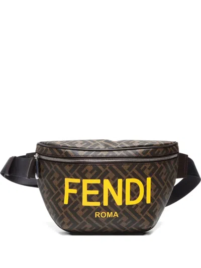 Pre-owned Fendi 2010-2020s Zucca Belt Bag In 褐色