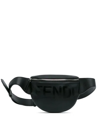 Pre-owned Fendi 2010-2023  Logo Belt Bag In 黑色
