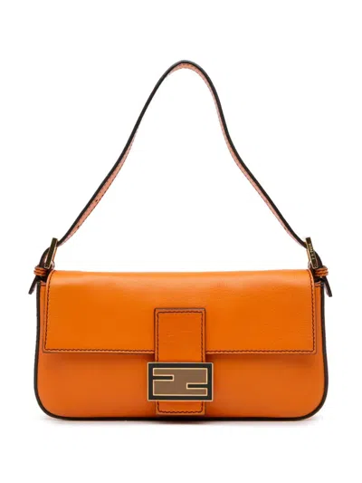 Pre-owned Fendi 2010-2023 Leather Uette Crossbody Bag In Orange