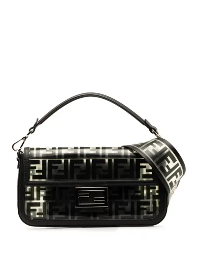 Pre-owned Fendi 2010-2023 Medium Zucca Pvc Baguette Satchel In Black