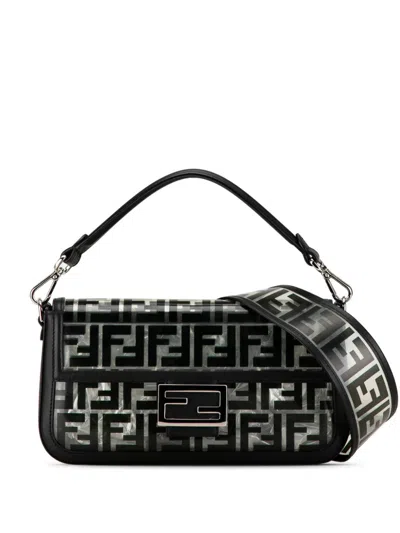 Pre-owned Fendi 2010-2023 Medium Zucca Pvc Baguette Satchel In Black