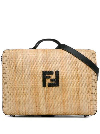 Pre-owned Fendi 2010-2023 Rattan Travel Bag In Brown