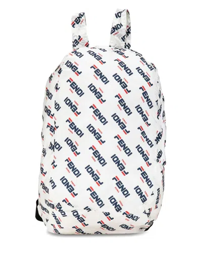 Pre-owned Fendi 2010-2023 X Fila Mania Packable Backpack In White