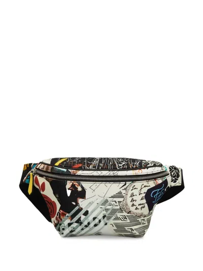 Pre-owned Fendi 2010-2023 X Karl Kollage Belt Bag In White