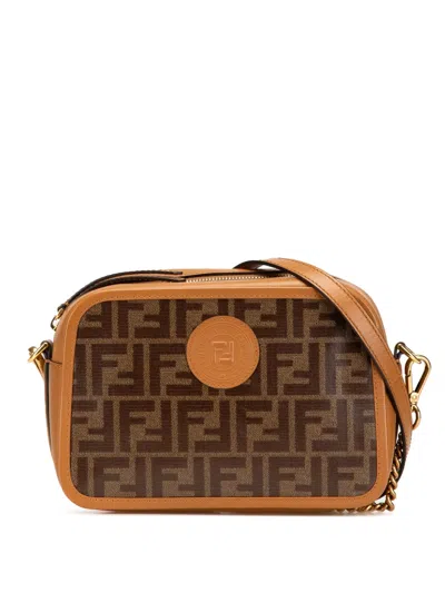 Pre-owned Fendi 2010-2024 Glazed Fabric Vitello Century Ff 1974 Camera Bag Crossbody Bag