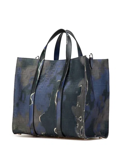 Pre-owned Fendi 2010-2024 Large Zucca Jacquard Tie Dye Sunset Shopper Tote Satchel