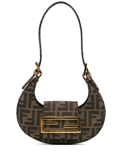 Pre-owned Fendi 2010-2024 Mini Zucca Canvas Cookie Hobo Bag