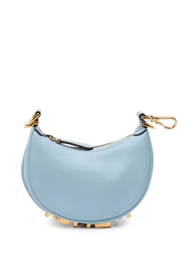 Pre-owned Fendi 2010-2024 Nano Leather Graphy Hobo Bag In Blue