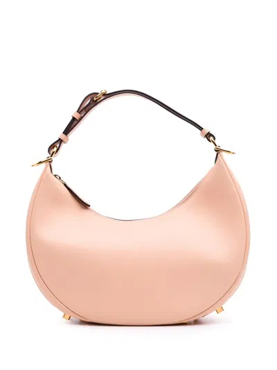 Pre-owned Fendi 2010-2024 Small Leather Graphy Hobo Bag In Pink