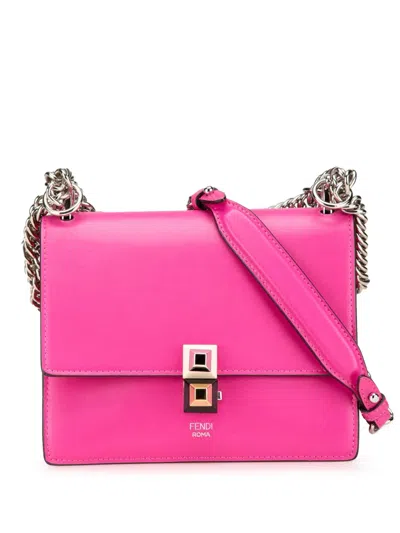 Pre-owned Fendi 2010-2024 Small Leather Kan I Crossbody Bag In Pink