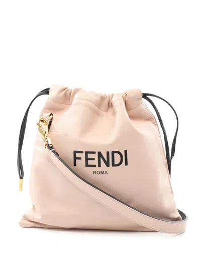 Pre-owned Fendi 2010-2024 Small Leather Logo Drawstring Crossbody Bag