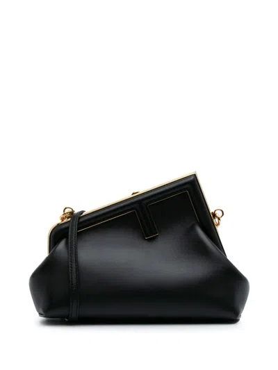 Pre-owned Fendi 2010-2024 Small Nappa  First Crossbody Bag In Black
