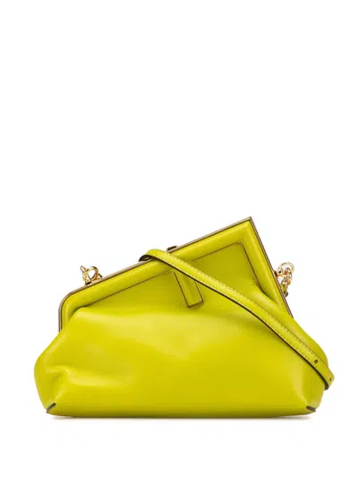 Pre-owned Fendi 2010-2024 Small Shiny Nappa  First Crossbody Bag In Green