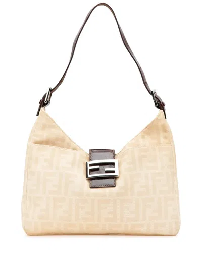 Pre-owned Fendi 2010-2024 Zucca Canvas Shoulder Bag In 褐色