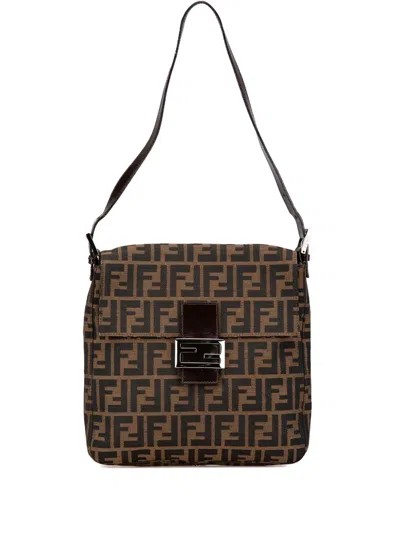 Pre-owned Fendi 2010-2024 Zucca Canvas Shoulder Bag In Brown