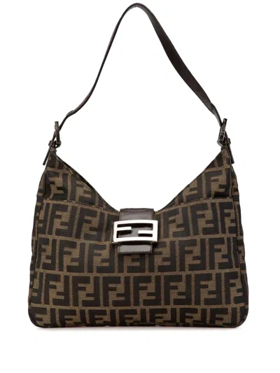 Pre-owned Fendi 2010-2024 Zucca Canvas Shoulder Bag In Brown