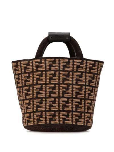 Pre-owned Fendi 2010-2024 Zucca Cashmere Shopping Tote Bag In Brown