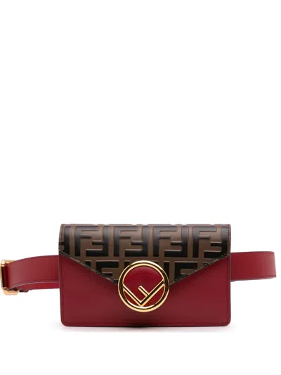 Pre-owned Fendi 2010-2024 Zucca Embossed Leather F Is  Convertible Belt Bag