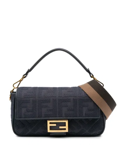 Pre-owned Fendi 2010-2024 Zucca Embroidered Canvas Baguette Satchel