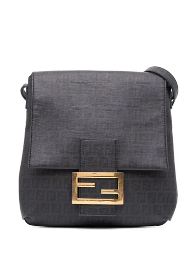 Pre-owned Fendi 2010-2024 Zucchino Spalmati Crossbody Bag In Gray