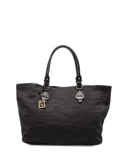 Pre-owned Fendi 2010-2025 Canvas Tiger Print Tote Bag In Black
