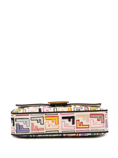 Pre-owned Fendi 2010-2025 Chinese Valentines Day Zucca Embroidered Canvas Baguette Satchel In Brown